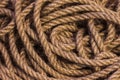 Abstract ropes, cables, hems background, Tangled rope rope background. Jute rope. Shot up close Royalty Free Stock Photo