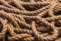 Abstract ropes, cables, hems background, Tangled rope rope background. Jute rope. Shot up close Royalty Free Stock Photo