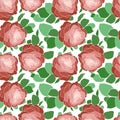 Abstract rose seamless pattern in pink and red. Vector illustration. Royalty Free Stock Photo