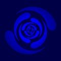 Abstract rotated blue lines in circle form on dark background. Geometric art. Design element for prints, logo, sign, symbol,