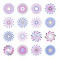 Abstract rotation circular circle icons with dots elements
