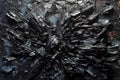 Abstract rough painting texture with oil brushstrokes in black colors. Pallet knife paint on canvas. Art concept background