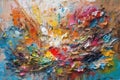 Abstract rough painting texture with oil brushstrokes in vibrant colors. Pallet knife paint on canvas. Summer Art concept Royalty Free Stock Photo