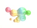 abstract round bubble group shape colorful floating 3d render Royalty Free Stock Photo