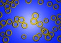 Yellow round circles on blue background abstract wallpaper Royalty Free Stock Photo