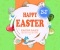Abstract round frame, Easter eggs with a pattern, composition of green and brown shades Royalty Free Stock Photo