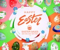 Abstract round frame, Easter eggs with a pattern, an illustration of green and brown shades Royalty Free Stock Photo