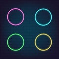 Abstract round glowing frame set neon style for graphic design, logo, web site, social media, mobile app, ui vector illustration Royalty Free Stock Photo