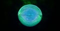 Abstract round green melted sphere liquid iridescent futuristic swirling, abstract background morphing