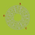 Abstract round maze. Game for kids. Children`s puzzle. Many entrances, one exit. Labyrinth conundrum. Simple flat vector
