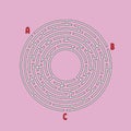 Abstract round maze. Game for kids. Children`s puzzle. Many entrances, one exit. Labyrinth conundrum. Simple flat vector