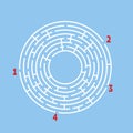 Abstract round maze. Game for kids. Puzzle for children. Find the right path. Labyrinth conundrum. Flat vector illustration