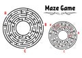 Abstract round maze. Game for kids. Puzzle for children. Labyrinth conundrum. Flat vector illustration isolated on white
