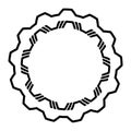 Abstract round meander, circular geometric ornament, frame made of simple shapes. Gear machinery piece