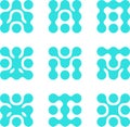 Abstract round molecule vector logo template set