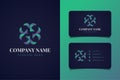 Abstract round ornament logo in colorful gradient concept with business card template Royalty Free Stock Photo