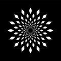 Abstract Round Radial Dots Pattern. White Circle Design Element on Black Background