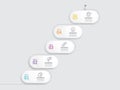 abstract round square steps timeline infographic element report background with business line icon 5 steps