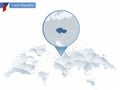 Abstract rounded World Map with pinned detailed Czech Republic m