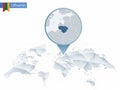 Abstract rounded World Map with pinned detailed Lithuania map.