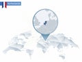 Abstract rounded World Map with pinned detailed Netherlands map. Royalty Free Stock Photo