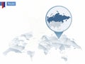 Abstract rounded World Map with pinned detailed Russia map Royalty Free Stock Photo