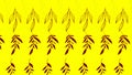 Abstract rows of brown waving leaves on yellow background. Animation. Beautiful floral ornament with soft