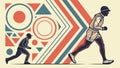 Abstract Runner with Dynamic Geometric Path, Progress and Speed, vector design Generative AI Royalty Free Stock Photo