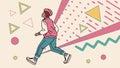 Abstract Runner with Geometric Shapes and Dynamic Motion Lines, vector design Generative AI Royalty Free Stock Photo