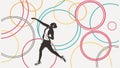 Abstract running figures with circles for motion and sports vector design Generative AI