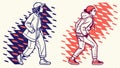 Abstract running figures, dynamic motion and fitness design vector design Generative AI