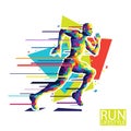 Abstract running man. Style wpap. Vector illustration. Royalty Free Stock Photo