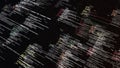 Abstract running random lines of abstract code. Animation. Tons of changing and moving data on black background Royalty Free Stock Photo