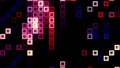 Abstract running silhouettes of squares in purple and red tones. Motion. Moving cubic shapes resembling schematic snake