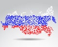 Abstract Russia map of colors national flag isolated on white background, ink splashes, grunge splatter Royalty Free Stock Photo
