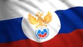 Abstract russian football union waving tricolour flag, seamless loop. Motion. Golden double - headed eagle and a ball