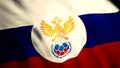 Abstract russian football union waving tricolour flag, seamless loop. Motion. Golden double - headed eagle and a ball