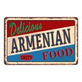 Abstract rusty plate or label with the text Armenian Cuisine written inside, traditional vintage food label Royalty Free Stock Photo