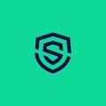 abstract s shield logo . letter s in the shield with clean outline or monoline style .