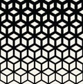 Abstract sacred geometry black and white grid halftone cubes pattern