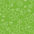 Abstract saemless pattern with flowers and butterflies