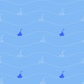 Abstract sailing boats on waves seamless pattern, textile, surface design