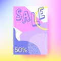 Abstract sale banner, geometric background.Memphis style.