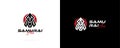 Abstract Samurai Logo with Initial Letter A. Samurai Head Logo
