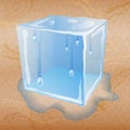 Abstract sand background with ice cube.