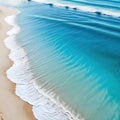 Abstract sand beach from above with light blue water wave and sun summer vacation background Royalty Free Stock Photo