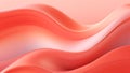 Abstract satin salmon coral waves design with smooth curves and soft shadows on clean modern background