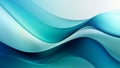 Abstract satin turquoise sea waves design with smooth curves and soft shadows on clean modern background