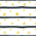 Abstract scandinavian pattern with black stripes and yellow circ