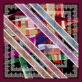 abstract scarf design with baroque ornaments on a colorful background